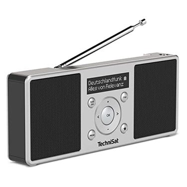 TechniSat DIGITRADIO 1 - Tragbares Stereo DAB Radio mit Akku (DAB+, UKW, FM, Lautsprecher, Kopfhörer-Anschluss, Favoritenspeicher, OLED-Display, 2 W RMS) silber/schwarz im Sale